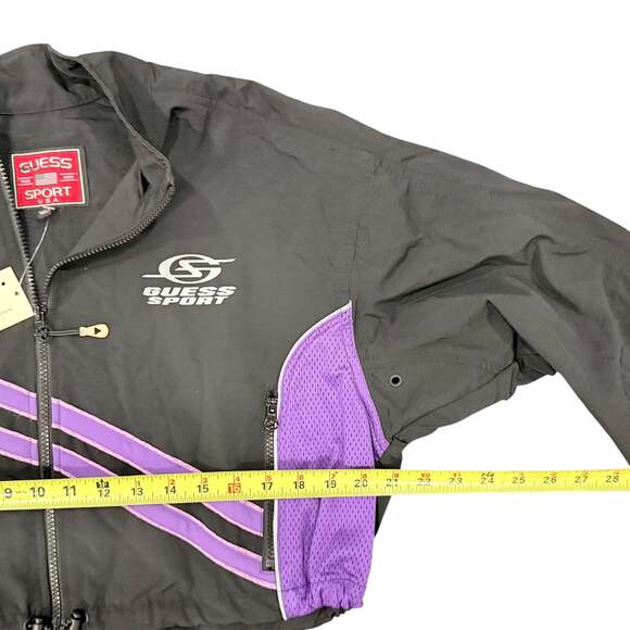 Women’s Vintage 90s Guess Sport International Track Jacket Black Purple sz M - Picture 5 of 6